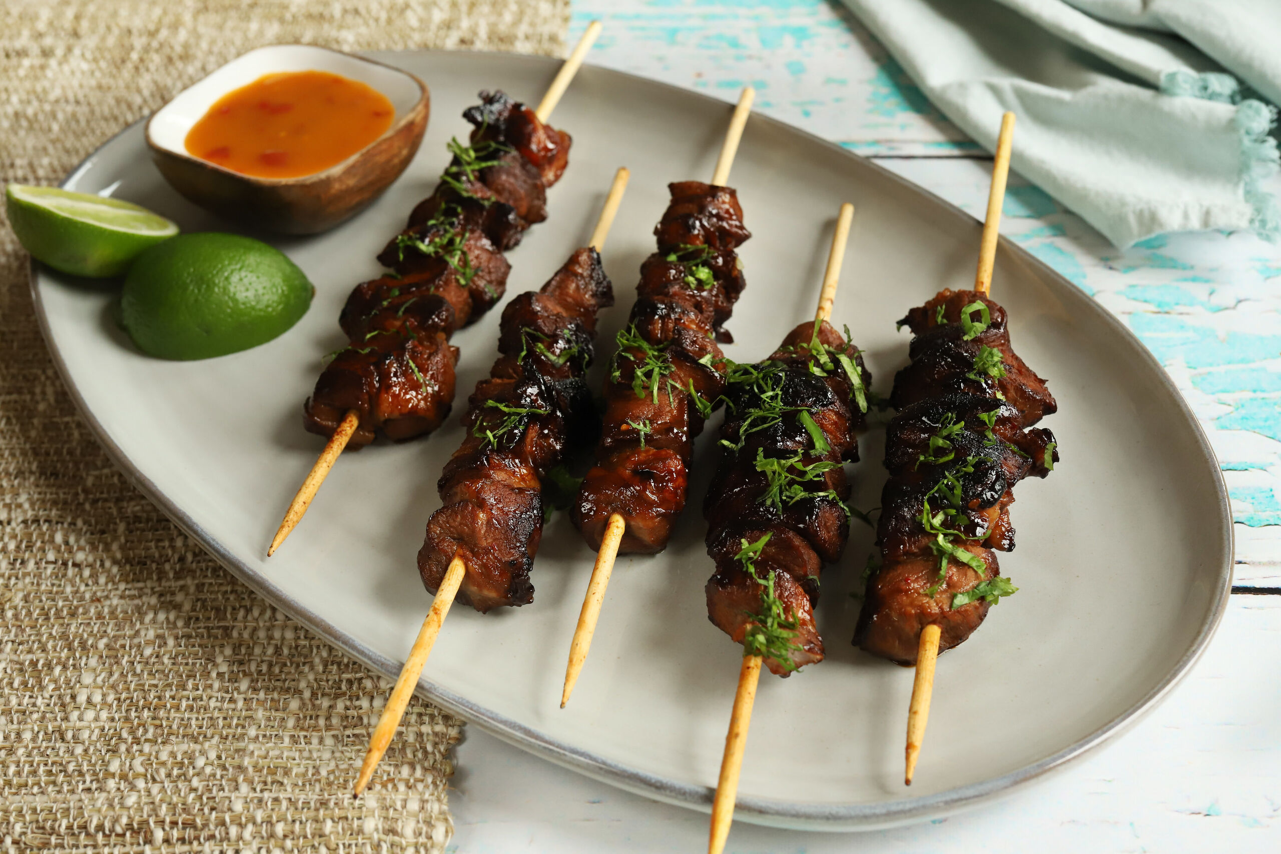 Filipino BBQ Pork Skewers With Mango Sauce Schlotterbeck Foss